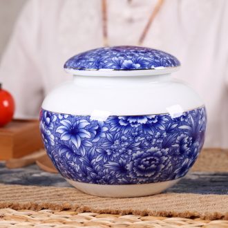 Blue and white porcelain tea pot 1 catty sealed ceramic storage tanks jingdezhen tea size loose tea caddy