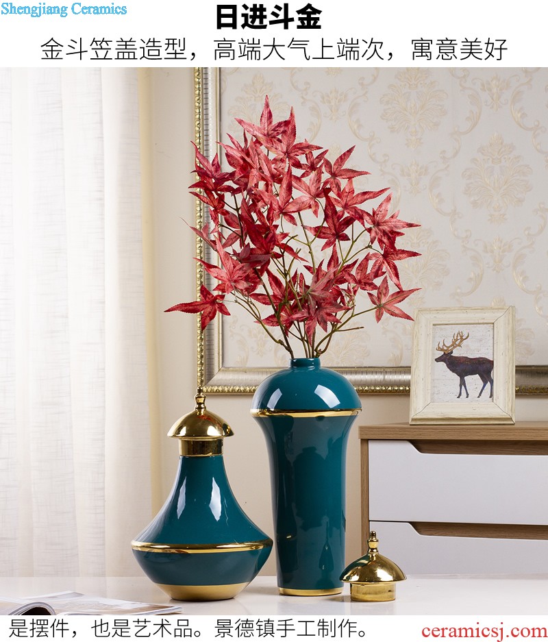 Jingdezhen ceramics vase furnishing articles sitting room celadon ears deer head statue of antique Chinese style porch home decoration