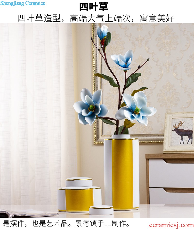 Nordic contracted white ceramic vase furnishing articles TV ark small pure and fresh and dried flowers flower arrangement table sitting room adornment