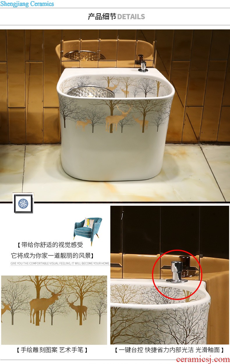 M beautiful ceramic wash mop pool mop pool balcony mop pool mop basin bathroom mop bucket blue peach blossom