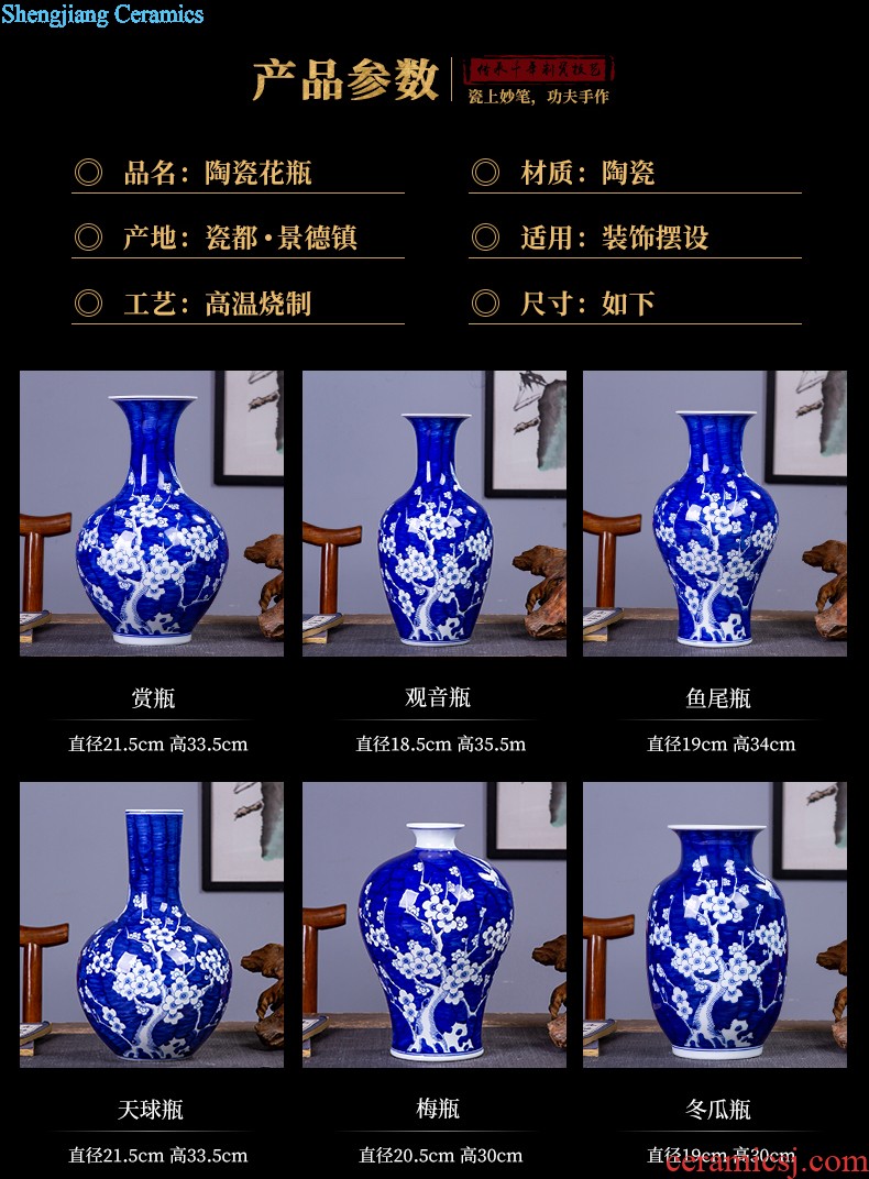 Jingdezhen ceramics famous ng mun-hon hand-painted lotus painted blue and white porcelain vase decorated handicraft furnishing articles