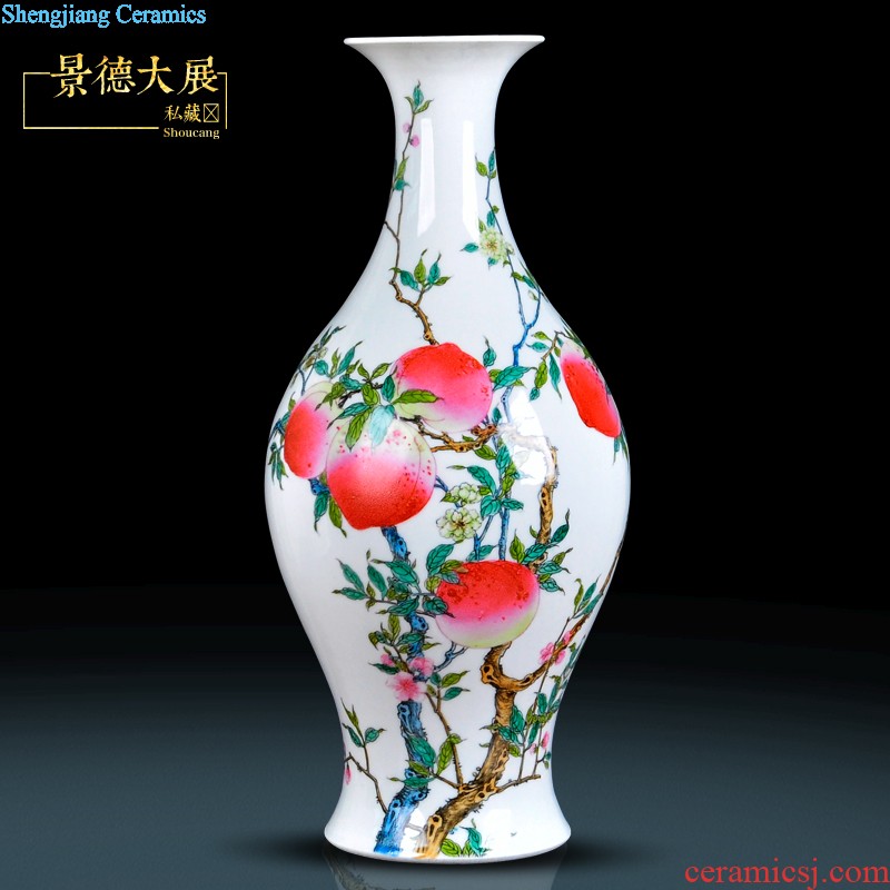 Jingdezhen ceramics hand-painted scenery vintage vase water raise lucky bamboo wine cabinet decorative furnishing articles creative arts and crafts