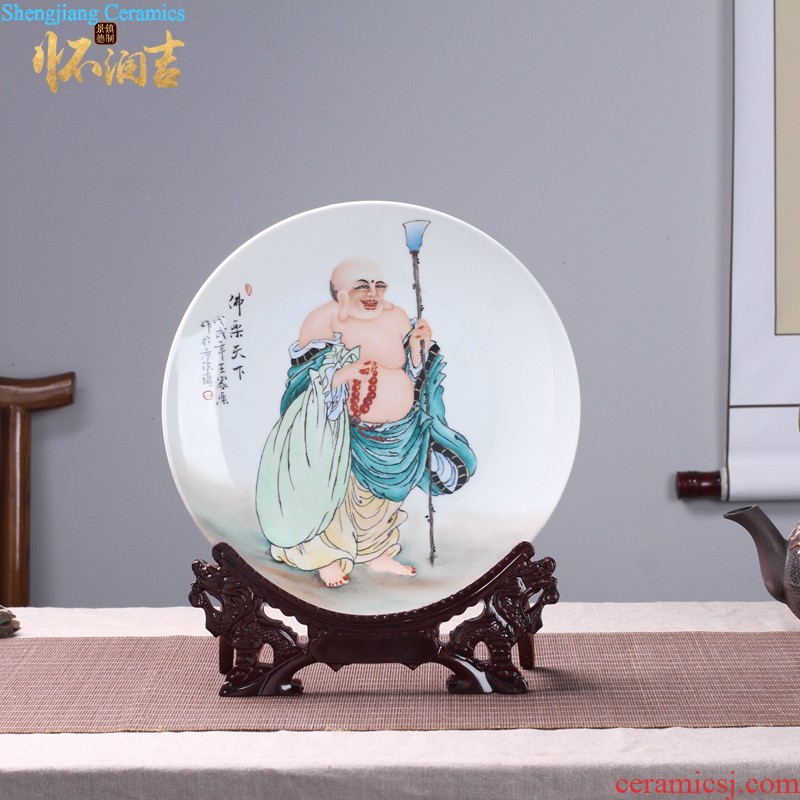 Jingdezhen ceramics vase hand-painted Yellow lotus pond fragrant flower arrangement, the sitting room of Chinese style household decorative furnishing articles