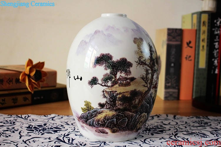 Jingdezhen ceramic decorative furnishing articles aquarium bowl lotus lotus lotus tortoise cylinder pot sitting room feng shui goldfish bowl