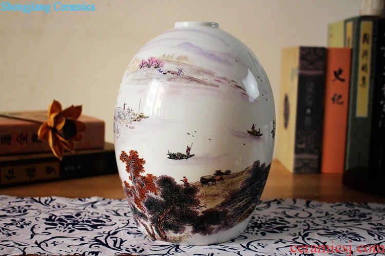 Jingdezhen ceramic decorative furnishing articles aquarium bowl lotus lotus lotus tortoise cylinder pot sitting room feng shui goldfish bowl