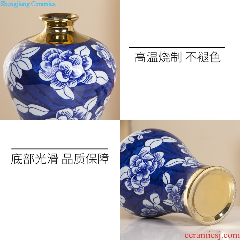 Jingdezhen ceramic Mediterranean style blues blue vase three-piece sitting room is contracted flower adornment furnishing articles