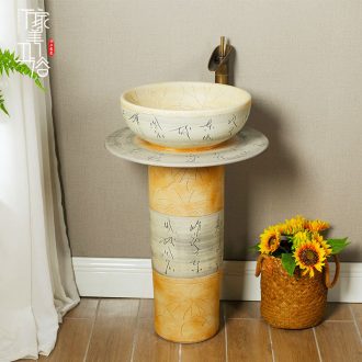 M beautiful household ceramics vertical column type lavatory balcony sink one-piece toilet stage basin to the ground