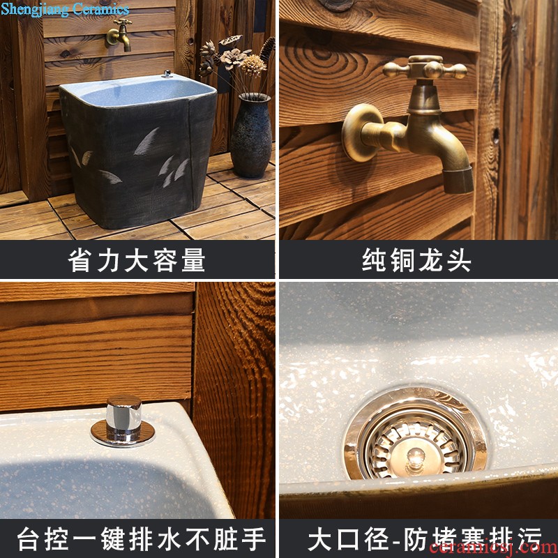 Jia depot outdoor balcony column basin sinks Ceramic basin bathroom floor vertical integration the sink