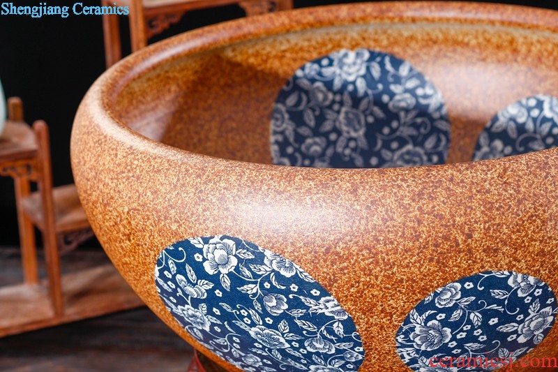 Jingdezhen ceramic furnishing articles Aquariums coarse pottery large goldfish turtle cylinder bowl lotus lotus flower pot flowers