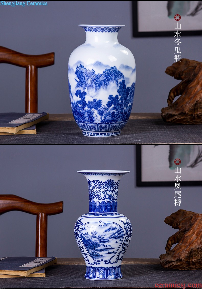 Jingdezhen hand-painted vases freehand brushwork in traditional Chinese painting hanging modern home decoration furnishing articles ceramic vase lotus flower bottle
