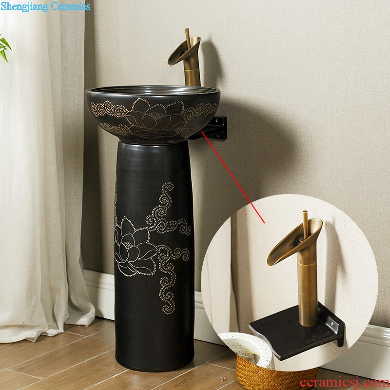 Restoring ancient ways, beautiful ceramic table basin sink art basin sinks of the basin that wash a face black gold dragon