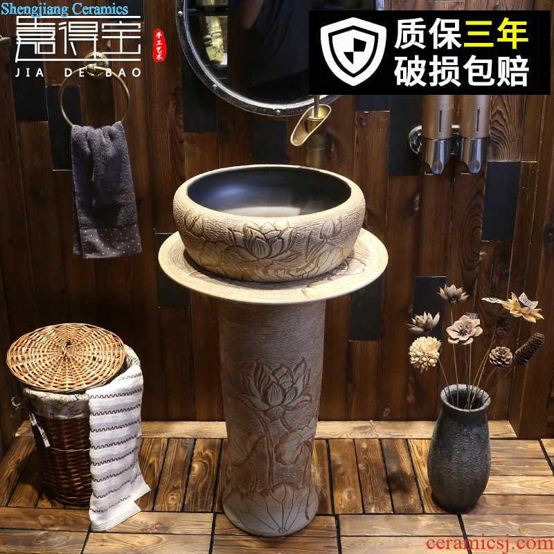 Jia depot Chinese ceramic floor pillar type lavatory toilet indoor small family one balcony sink