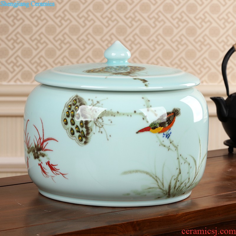 Ceramic tea pot large pu 'er wake receives the tea urn storage barrels all hand jingdezhen ceramic tea set tea