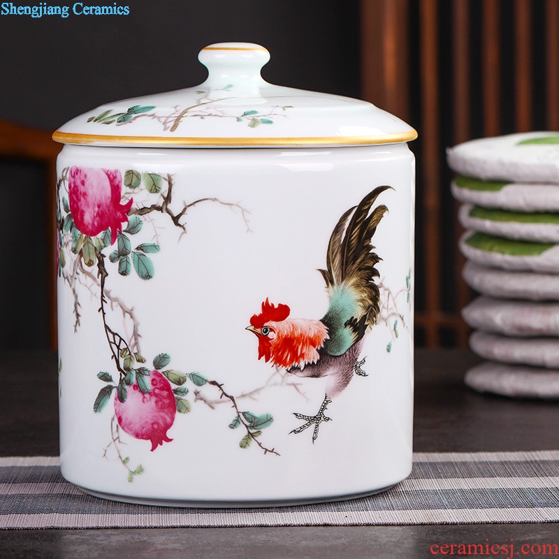 Hand-painted jingdezhen porcelain pot put POTS puer tea box cake store tea urn the seventh, peulthai the caddy tea large household