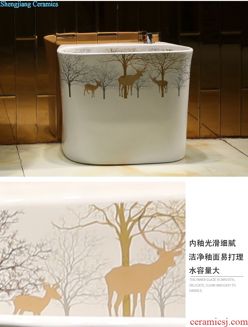 M beautiful ceramic wash mop pool mop pool balcony mop pool mop basin bathroom mop bucket blue peach blossom