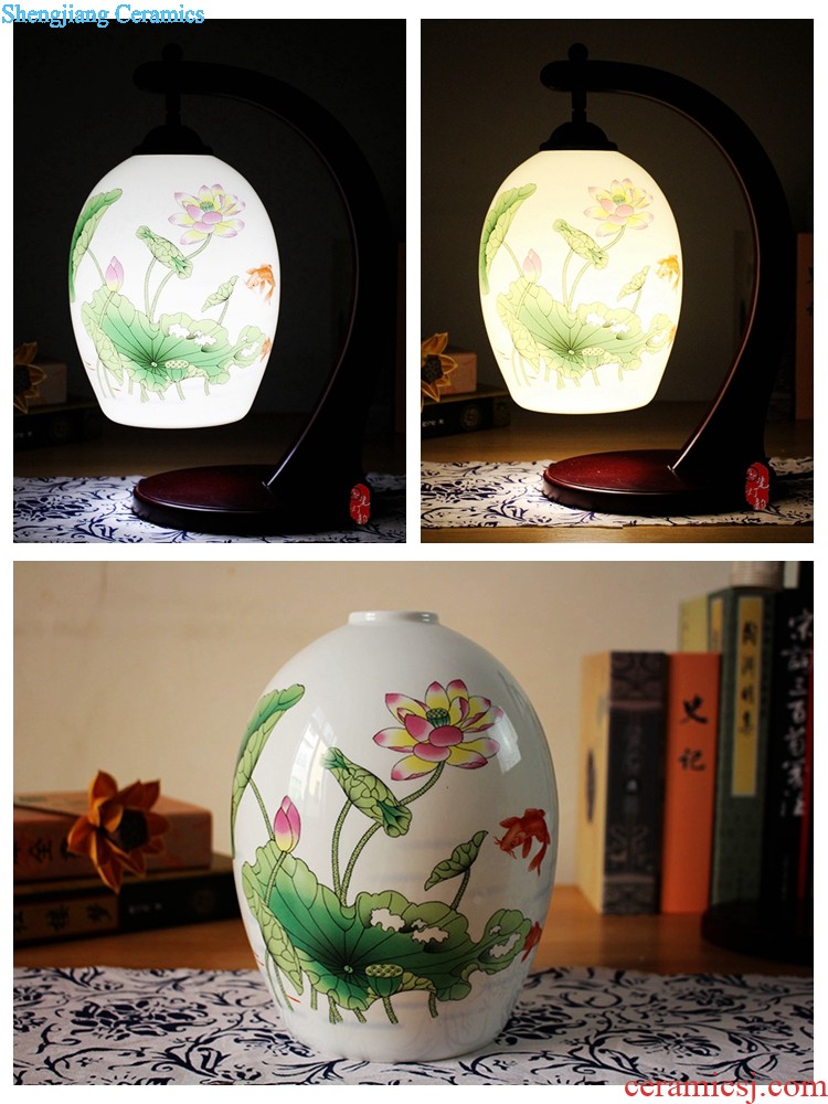 Jingdezhen ceramic decorative furnishing articles aquarium bowl lotus lotus lotus tortoise cylinder pot sitting room feng shui goldfish bowl