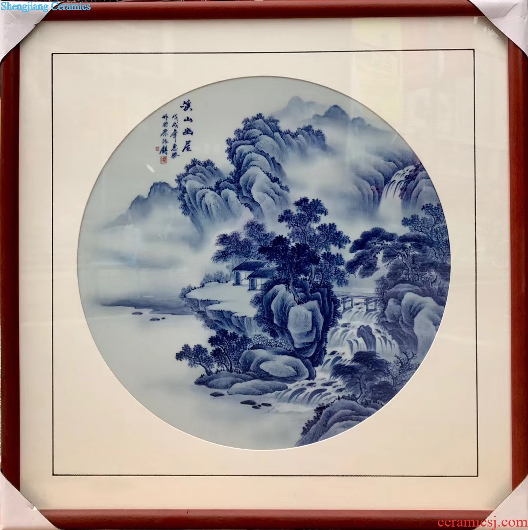 Jingdezhen ceramic Zhou Huisheng hand-painted porcelain plate painting landscapes Chinese style household sitting room porch of mural arts and crafts