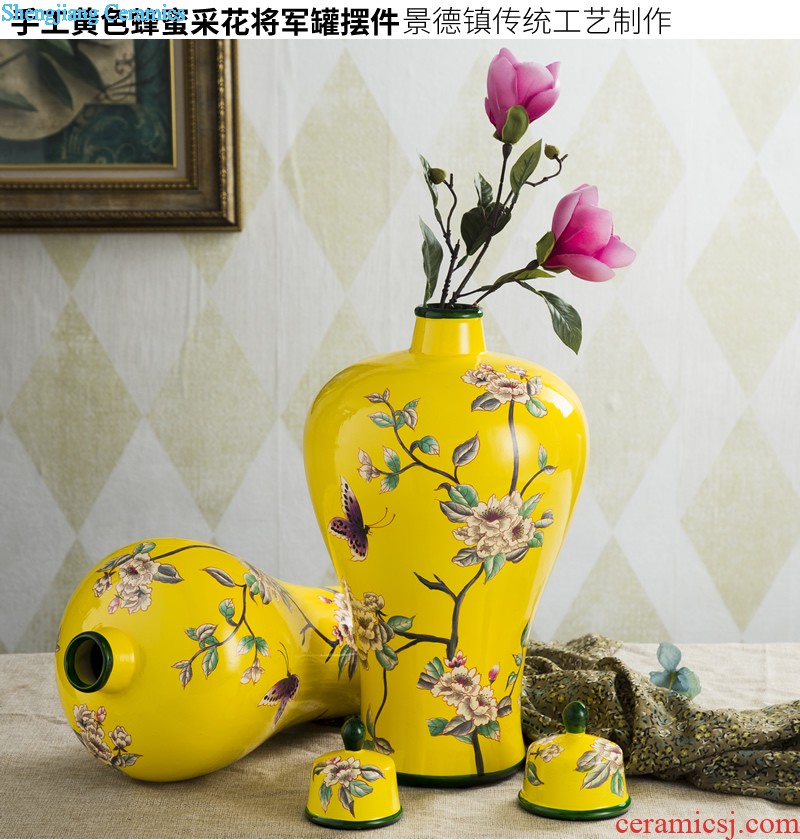 Jingdezhen ceramic decorative vase furnishing articles European contracted sitting room dried flowers flower arrangement table TV ark soft decoration