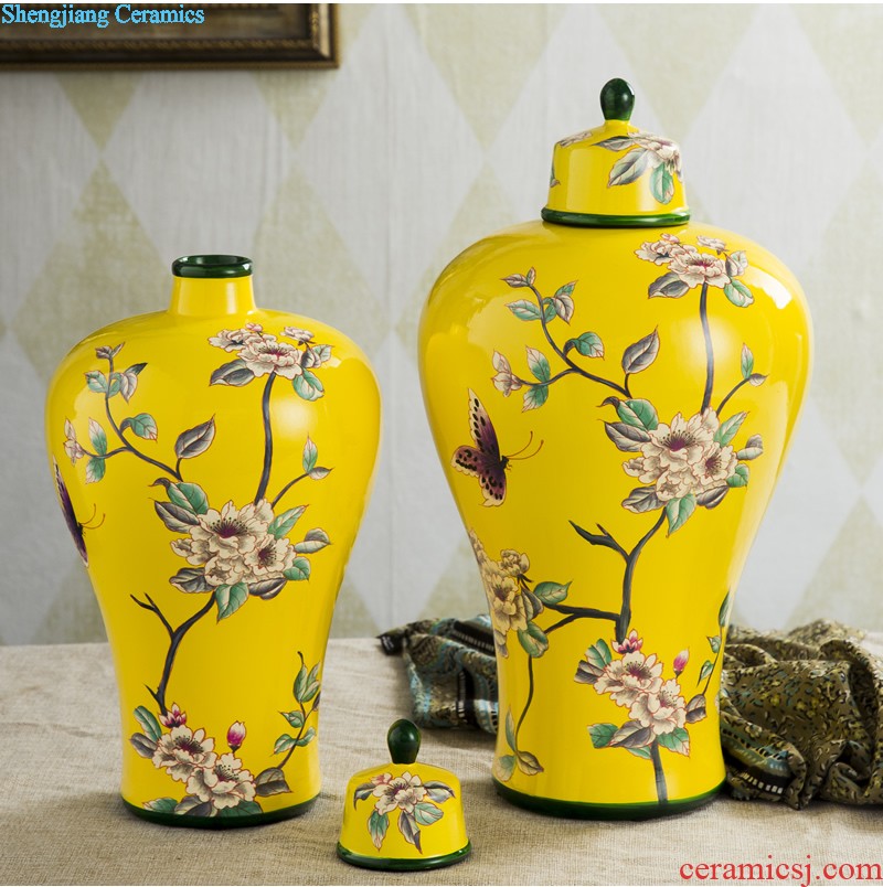 Jingdezhen ceramic decorative vase furnishing articles European contracted sitting room dried flowers flower arrangement table TV ark soft decoration