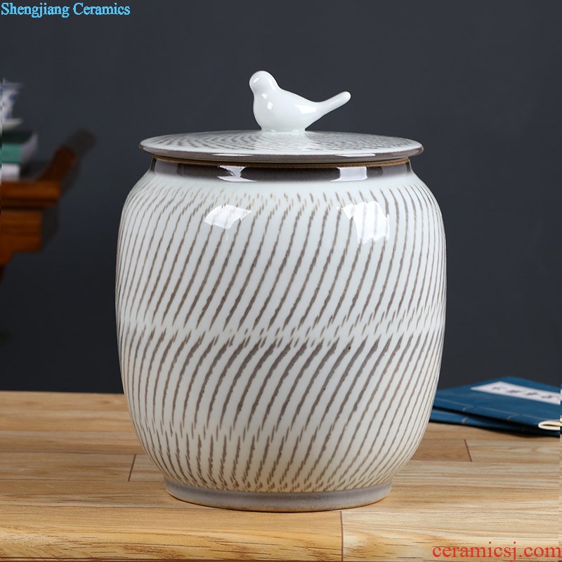 Caddy ceramic seal tank large sealed cans a jin of loose tea pot jingdezhen household with cover storage tank