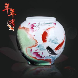 Jingdezhen hand-painted caddy large ceramic seven loaves seal storage POTS and pu 'er tea caddy