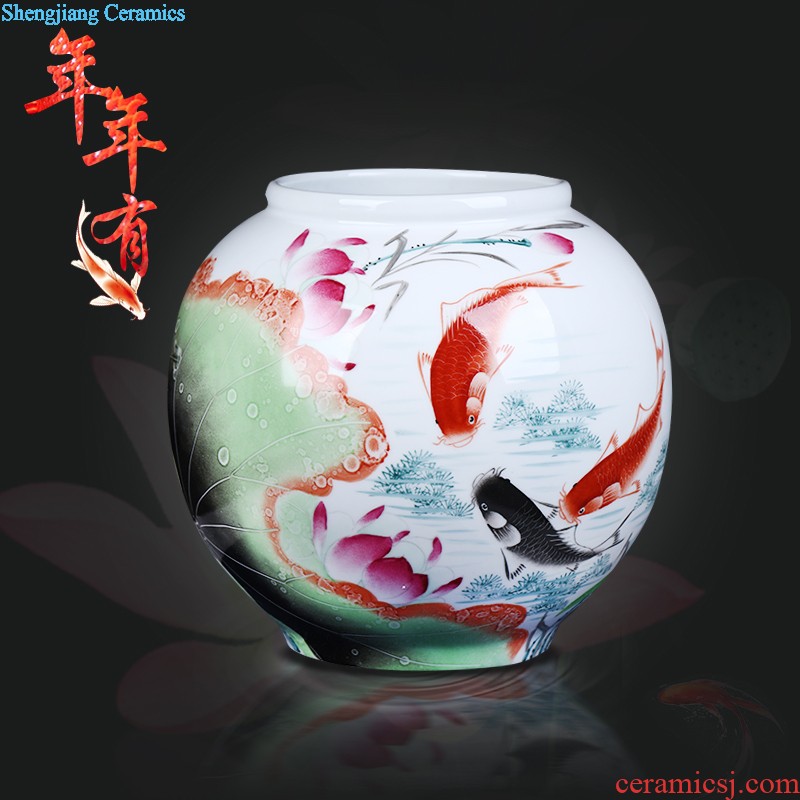 Jingdezhen hand-painted caddy large ceramic seven loaves seal storage POTS and pu 'er tea caddy