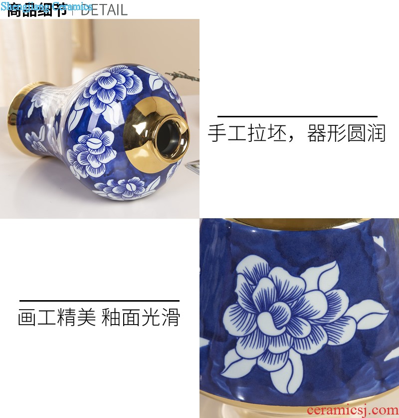 Jingdezhen ceramic Mediterranean style blues blue vase three-piece sitting room is contracted flower adornment furnishing articles