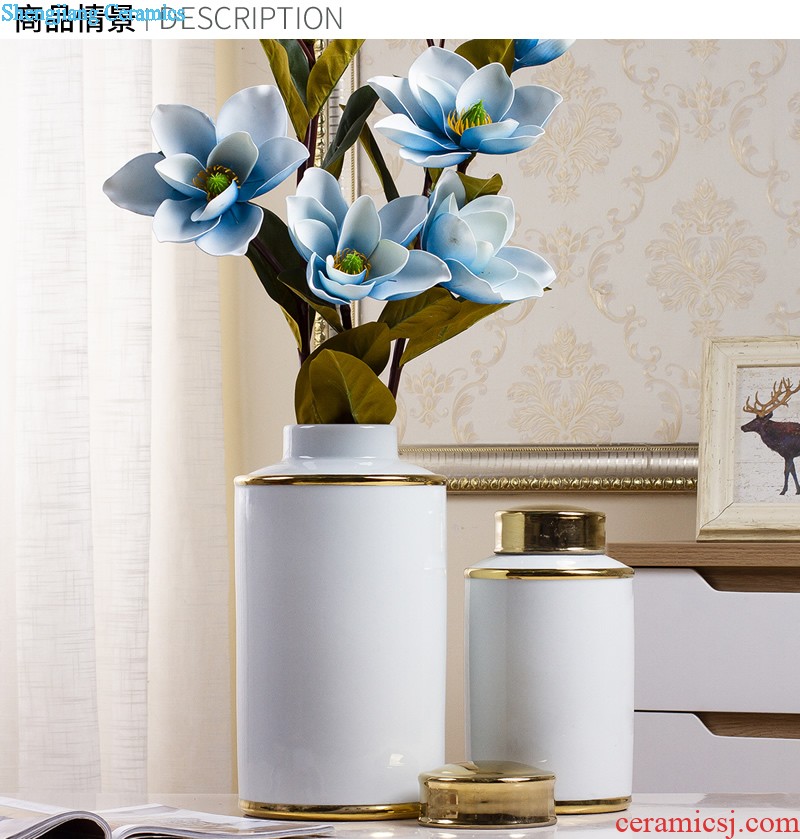 Jingdezhen european-style light piggy bank vase furnishing articles of luxury living room simulation flower flower arranging dried flowers ceramic home decorations