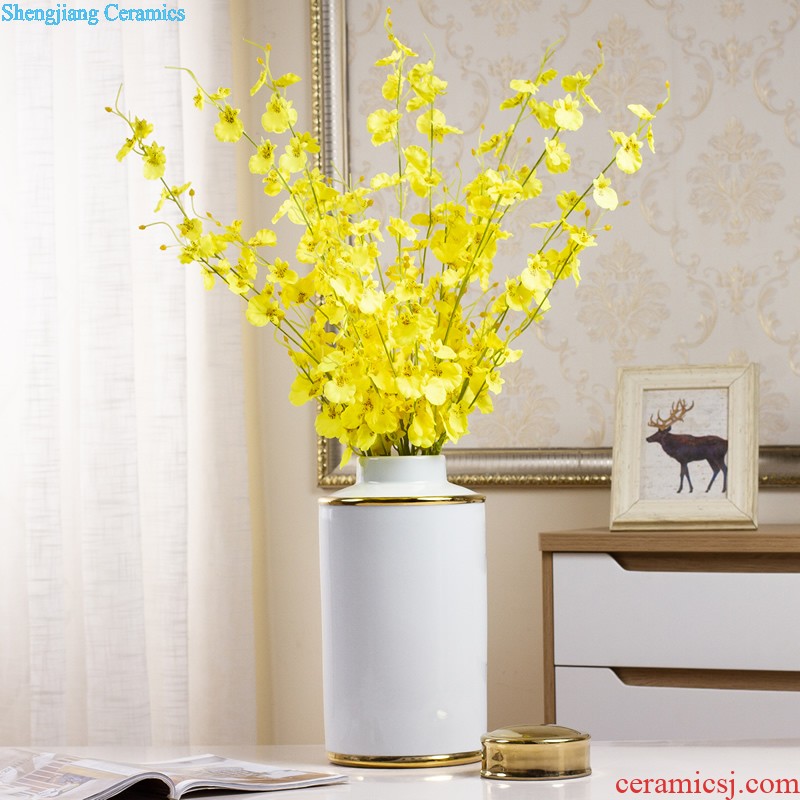 Jingdezhen european-style light piggy bank vase furnishing articles of luxury living room simulation flower flower arranging dried flowers ceramic home decorations