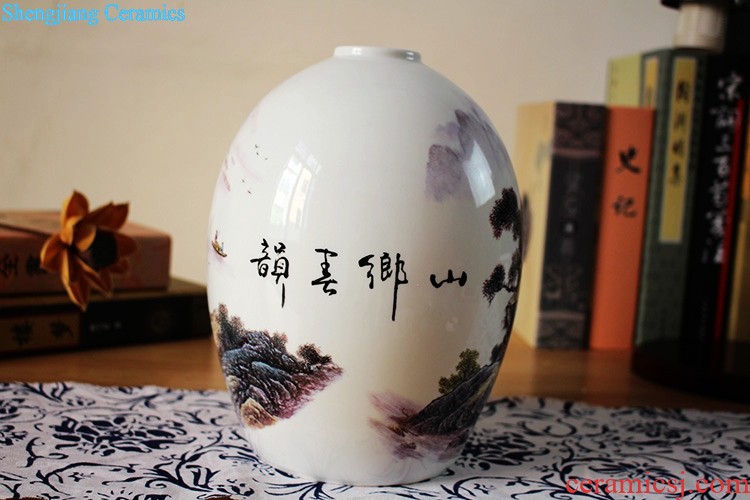 Jingdezhen ceramic decorative furnishing articles aquarium bowl lotus lotus lotus tortoise cylinder pot sitting room feng shui goldfish bowl