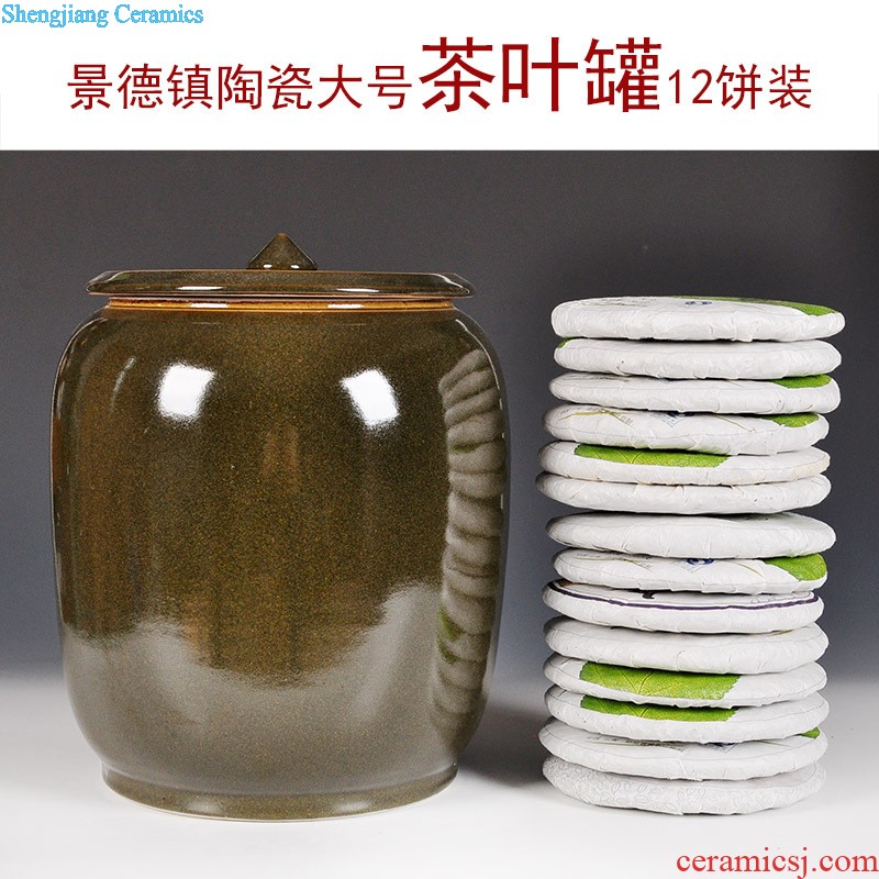 To make Jingdezhen ceramic tea pot 5 jins of pu-erh tea powder POTS seal pot black tea store tea tea storage warehouse big yards