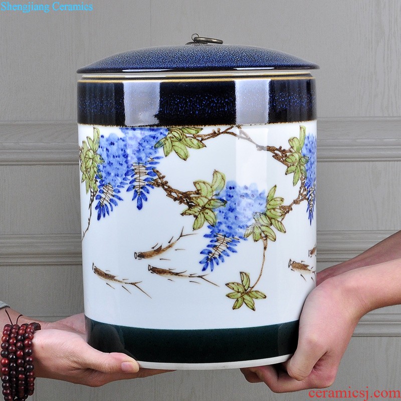 Creative portable caddy half jins of pottery and porcelain tea storage POTS of jingdezhen porcelain pot tea sealed cans of restoring ancient ways