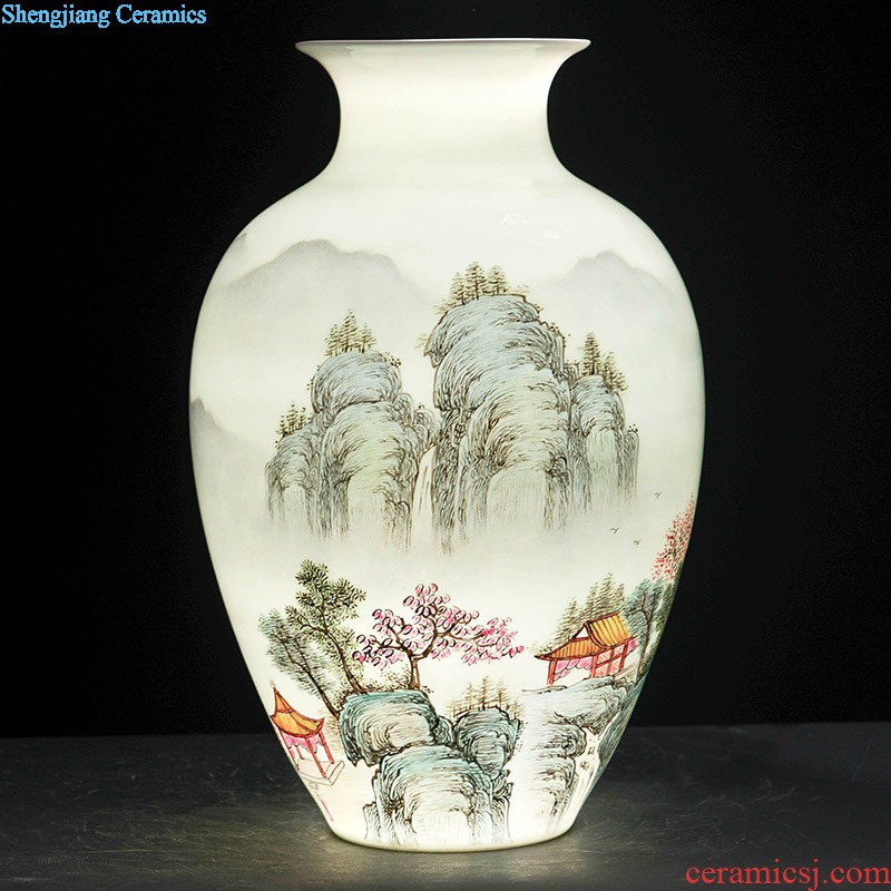 Jingdezhen blue and white porcelain vase penjing masters hand draw a tiger sitting room TV cabinet decoration decoration of Chinese style household