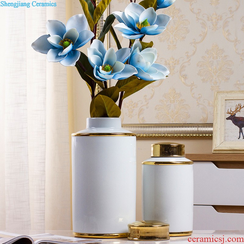 Jingdezhen european-style light piggy bank vase furnishing articles of luxury living room simulation flower flower arranging dried flowers ceramic home decorations