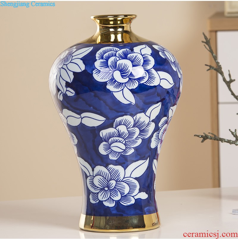 Jingdezhen ceramic Mediterranean style blues blue vase three-piece sitting room is contracted flower adornment furnishing articles