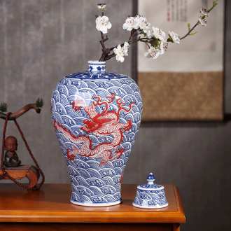 Hand draw archaize sitting room place large blue and white porcelain vase of jingdezhen ceramics flower arranging Chinese style household decorative arts and crafts