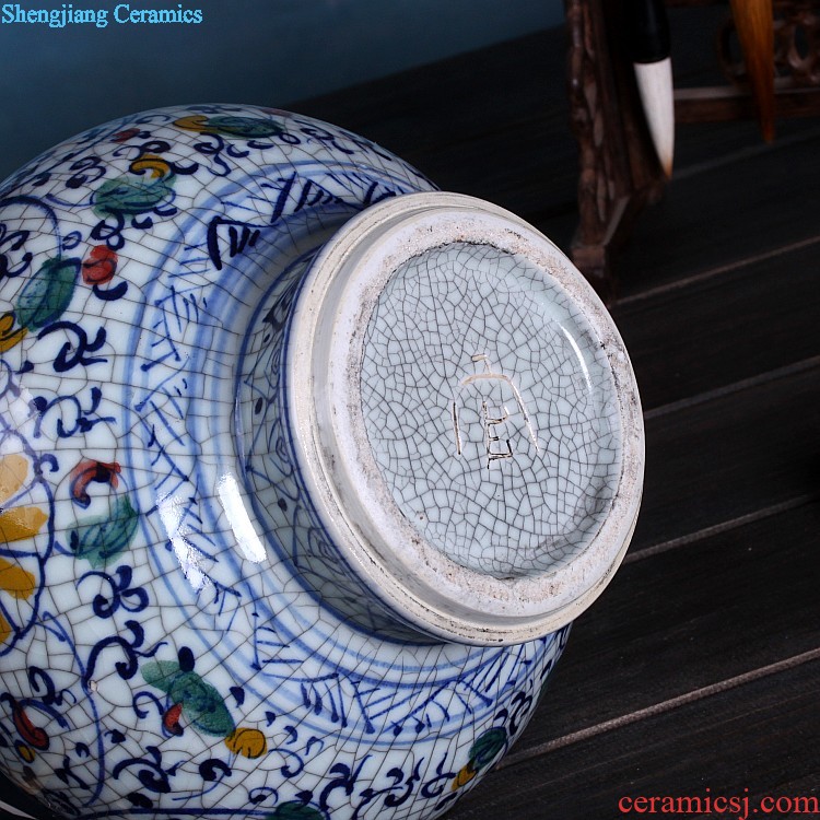 Jingdezhen ceramics Hand-painted glaze color antique kiln crack under glaze blue and white porcelain vases, the sitting room of Chinese style furnishing articles