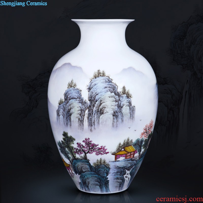 Jingdezhen blue and white porcelain vase penjing masters hand draw a tiger sitting room TV cabinet decoration decoration of Chinese style household