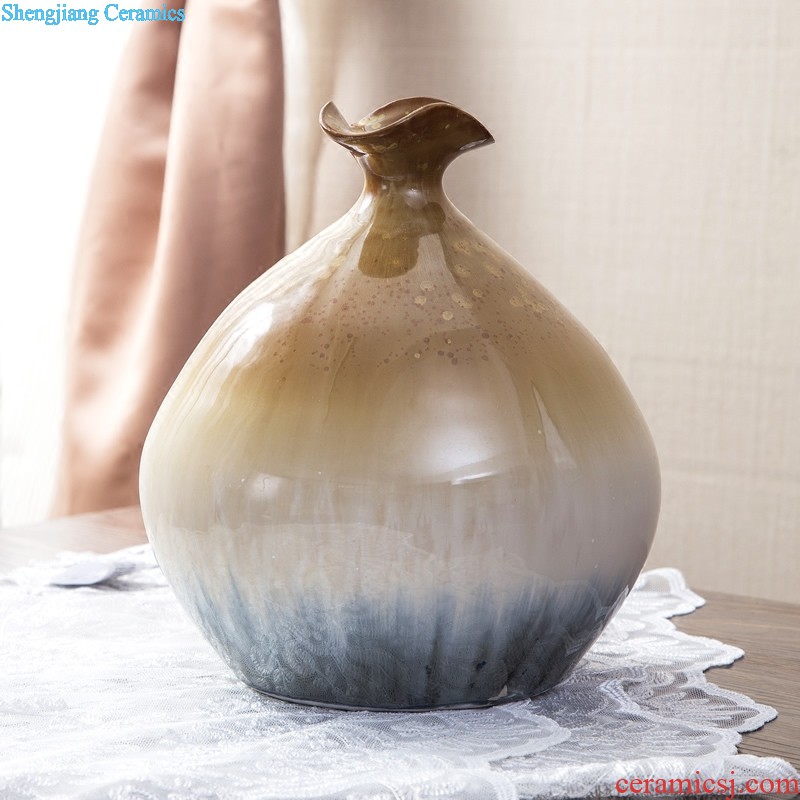 Art kiln porcelain vase decoration Flower glaze olive bottle Modern home furnishing articles porcelain arts and crafts