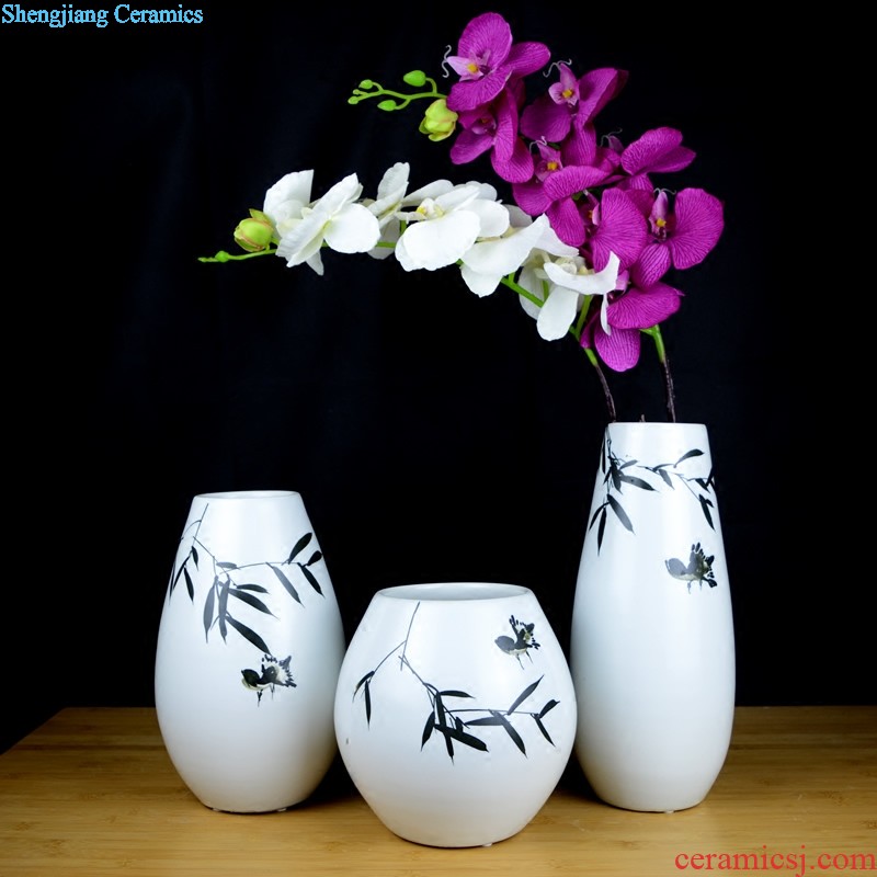 Contemporary and contracted jingdezhen ceramics vase three-piece sitting room home furnishing articles opened a housewarming gift