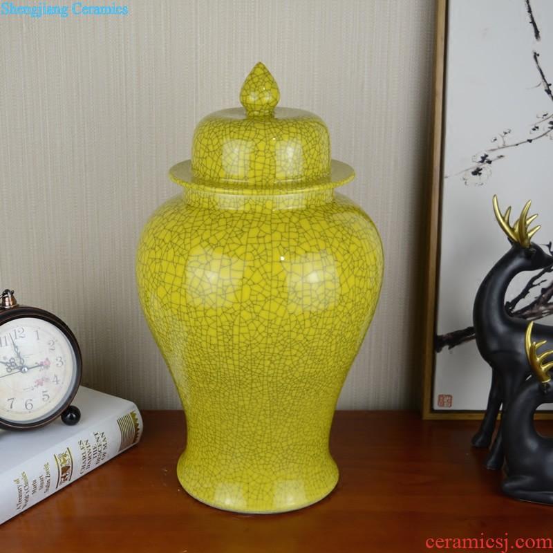 Jingdezhen ceramics Archaize peacock blue vase Chinese sitting room ark creative retro furnishing articles ornaments