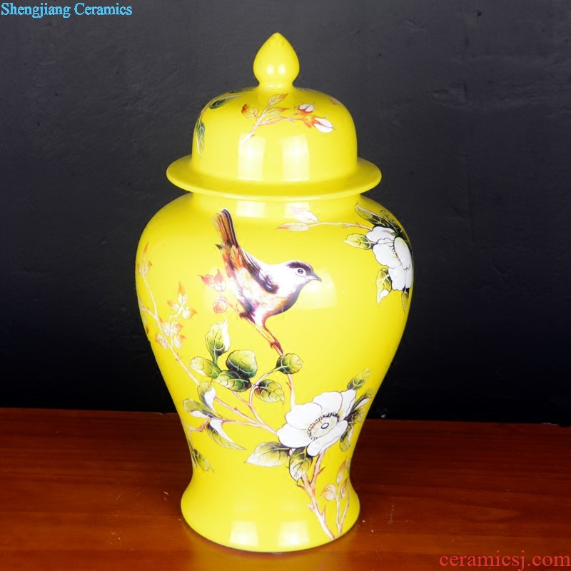 Jingdezhen ceramic vase household the general pot of new Chinese style porch example room dry flower arranging flowers soft adornment is placed