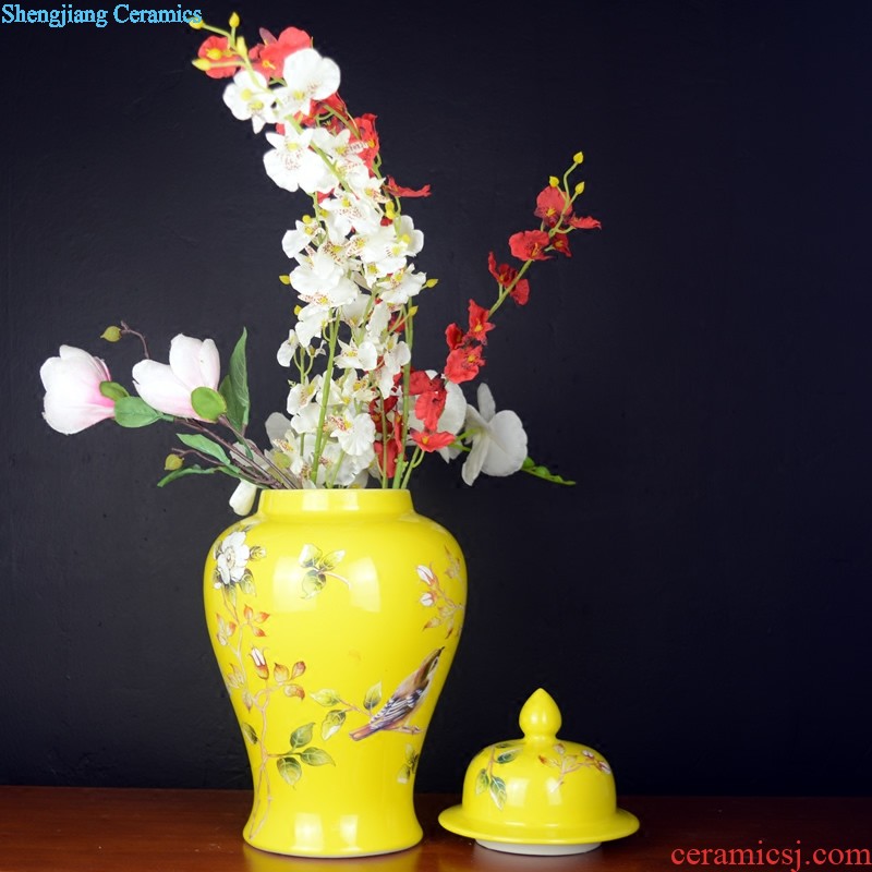 Jingdezhen ceramic vase household the general pot of new Chinese style porch example room dry flower arranging flowers soft adornment is placed