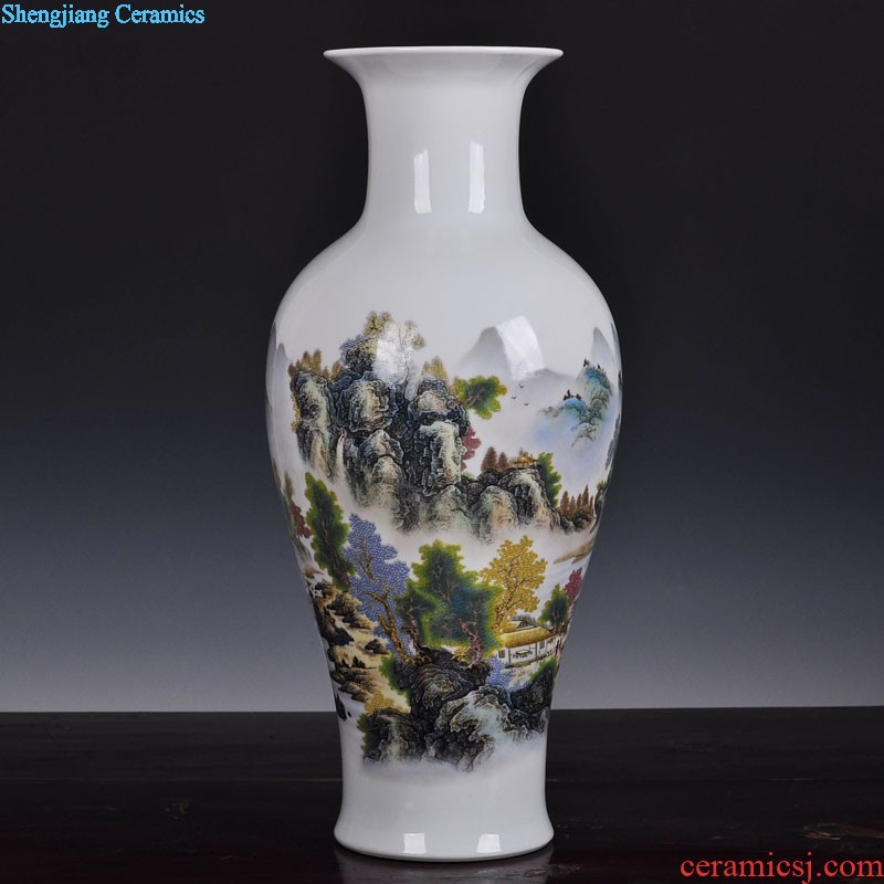 Jingdezhen ceramics vase large flower arrangement Sitting room appropriate home furnishing articles set TV ark adornment has opened in the background