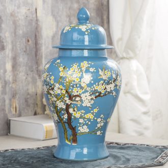 Jingdezhen ceramics hand-painted lotus flower vase Chinese style living room TV cabinet porch household adornment handicraft furnishing articles