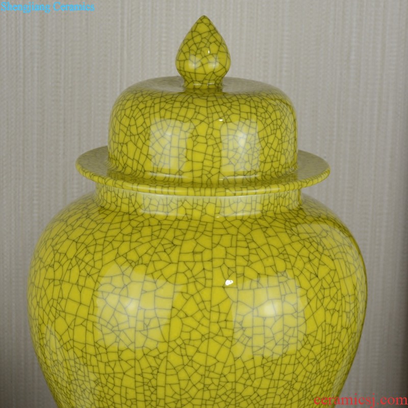 Jingdezhen ceramics Archaize peacock blue vase Chinese sitting room ark creative retro furnishing articles ornaments