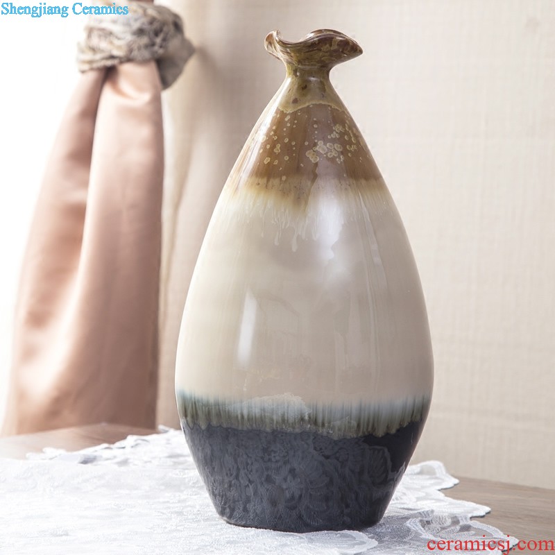 Art kiln porcelain vase decoration Flower glaze olive bottle Modern home furnishing articles porcelain arts and crafts