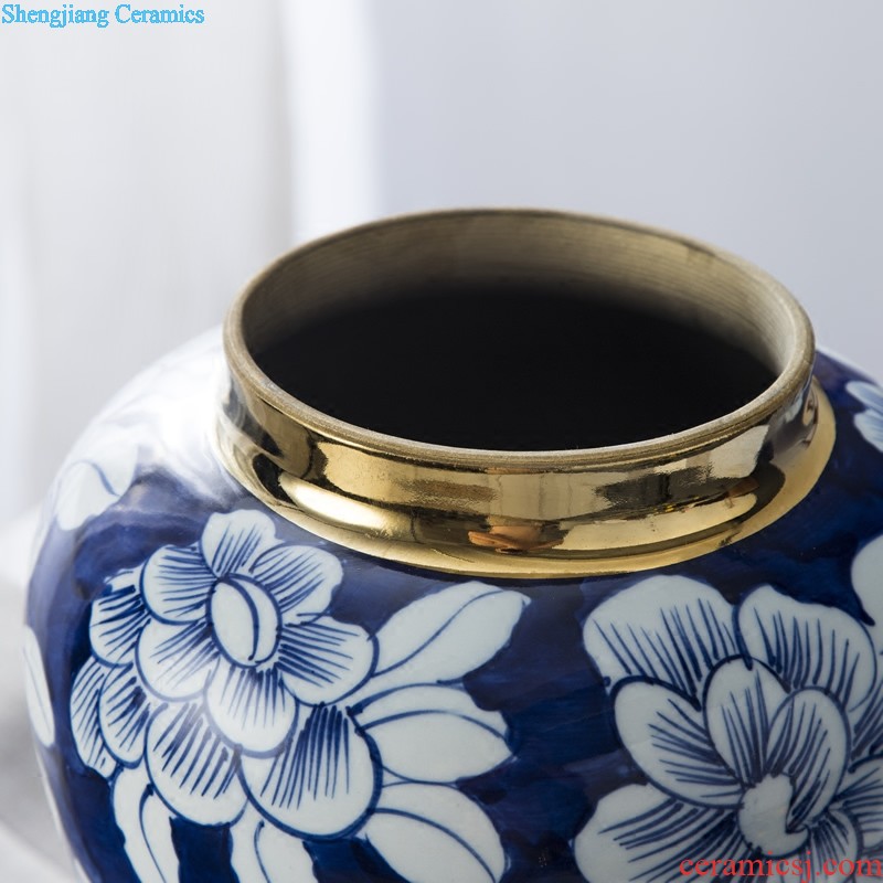 Jingdezhen porcelain hand-painted ceramic vase of blue and white porcelain dragon double ears fashionable sitting room adornment handicraft furnishing articles