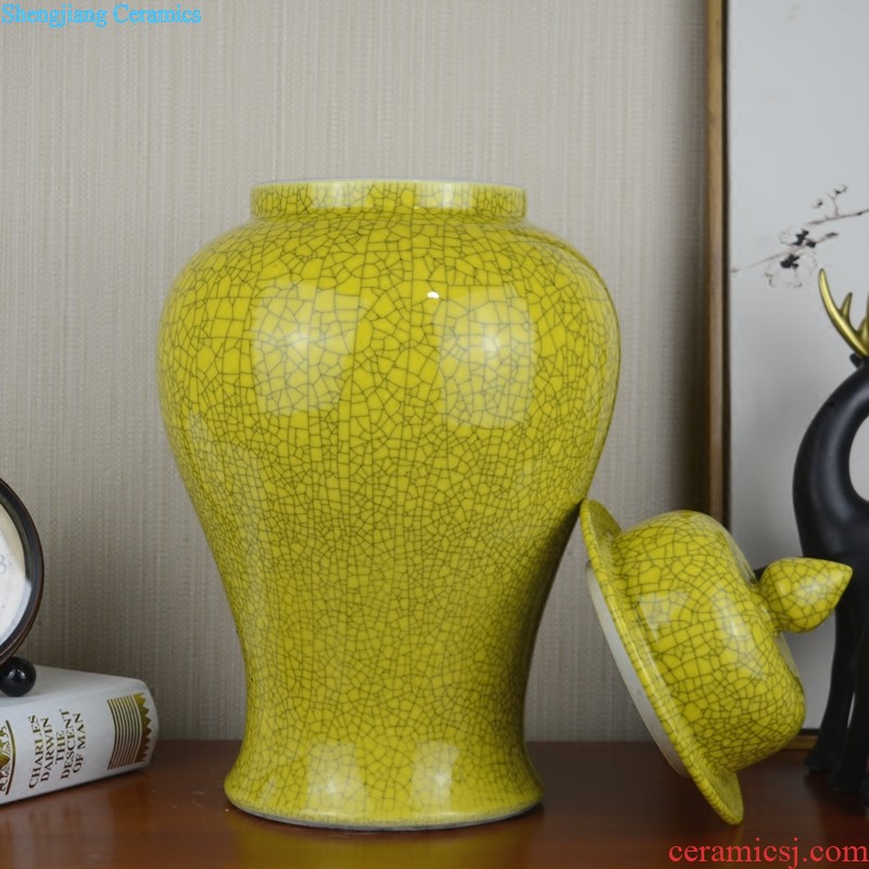 Jingdezhen ceramics Archaize peacock blue vase Chinese sitting room ark creative retro furnishing articles ornaments