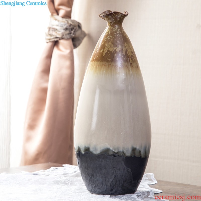 Art kiln porcelain vase decoration Flower glaze olive bottle Modern home furnishing articles porcelain arts and crafts